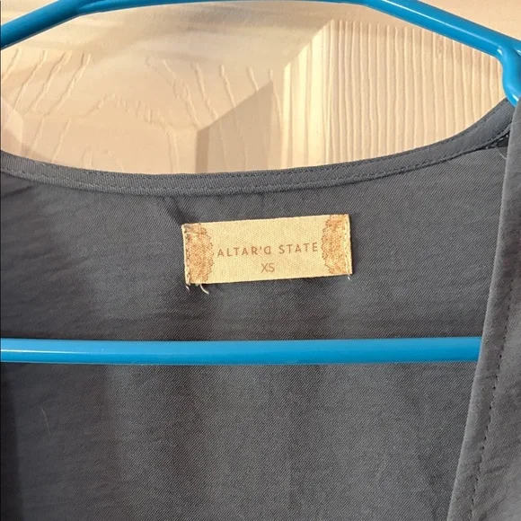 Altar’d State Blue Tie Wrap Blouse - Picture 2 of 6